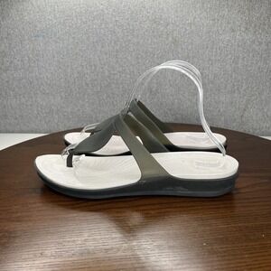 Crocs Sandal Women's Size 9 Green Comfort Thong Flip Flop Wedge Shoes Waterproof